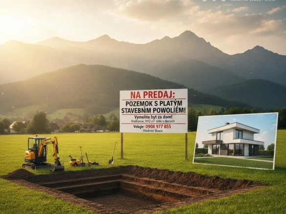 Predám pozemok s projektom a stavebným povolením, Dražkovce – Možná výmena za byt v Martine!